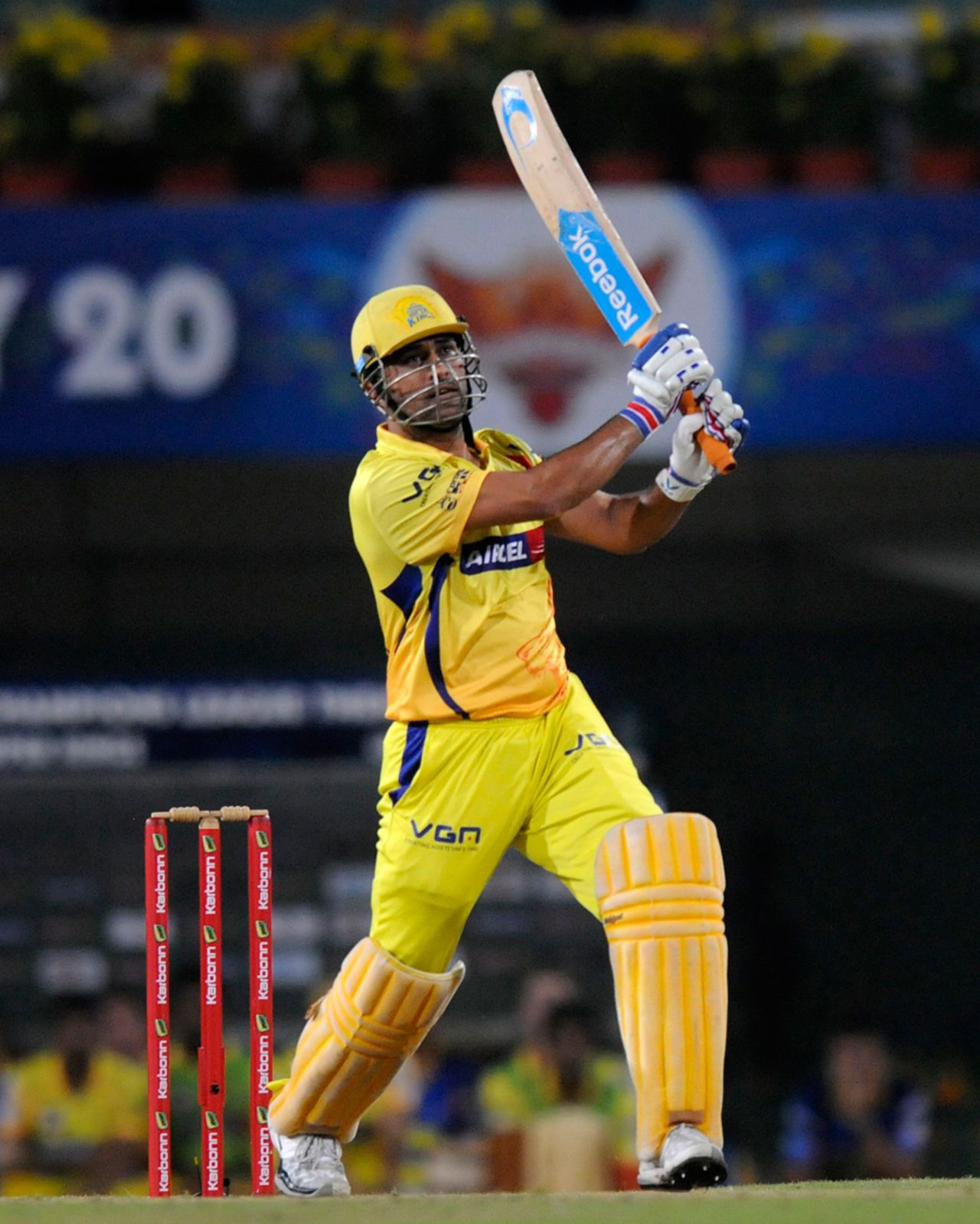 MS Dhoni deposits one in the Ranchi crowd, Chennai Super Kings v Sunrisers Hyderabad, Group B, Champions League 2013, Ranchi, September 26, 2013