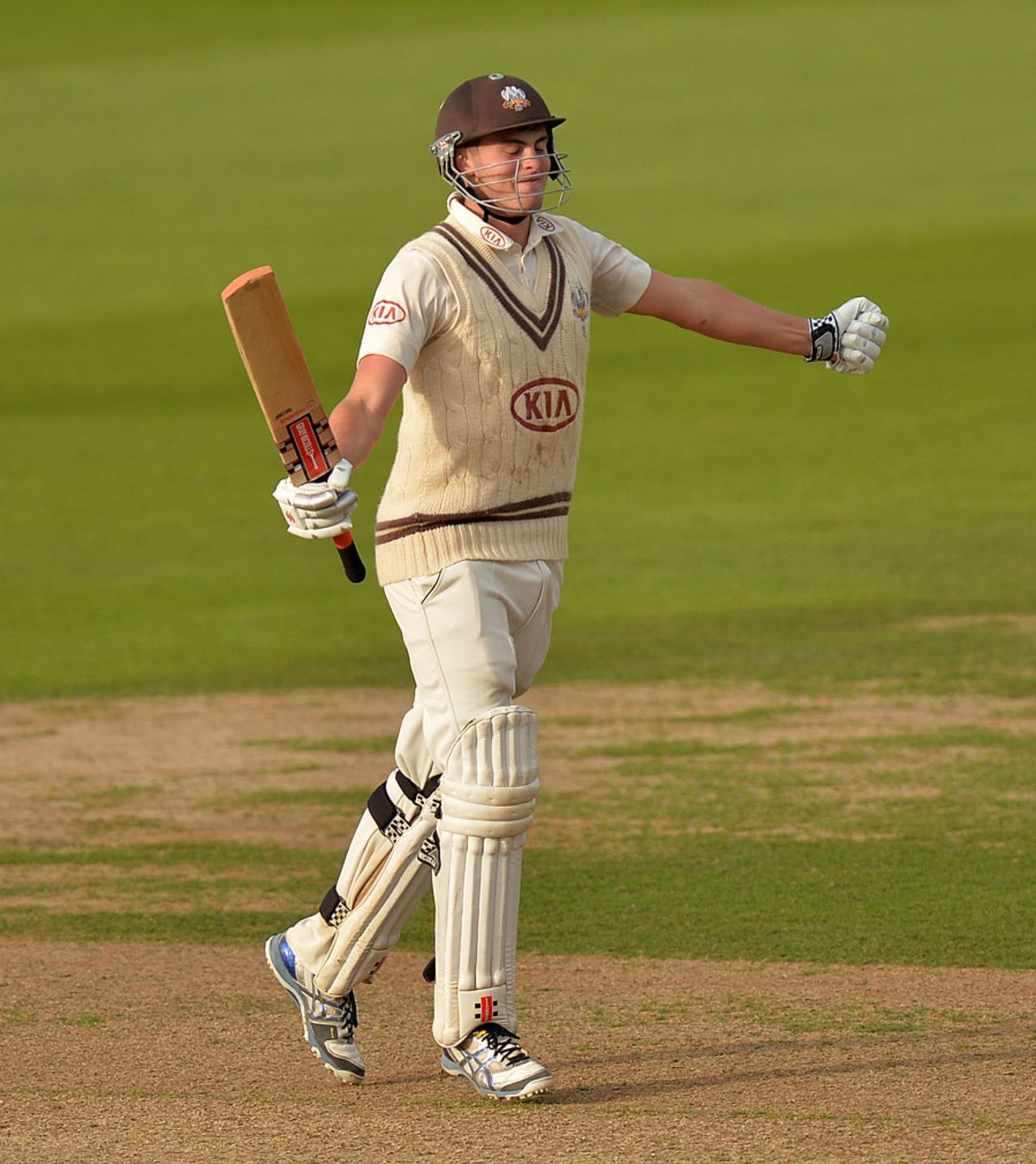 Young gun: Dominic Sibley completes his double hundred, Surrey v Yorkshire, County Championship, Division One, The Oval, 3rd day September 26, 2013