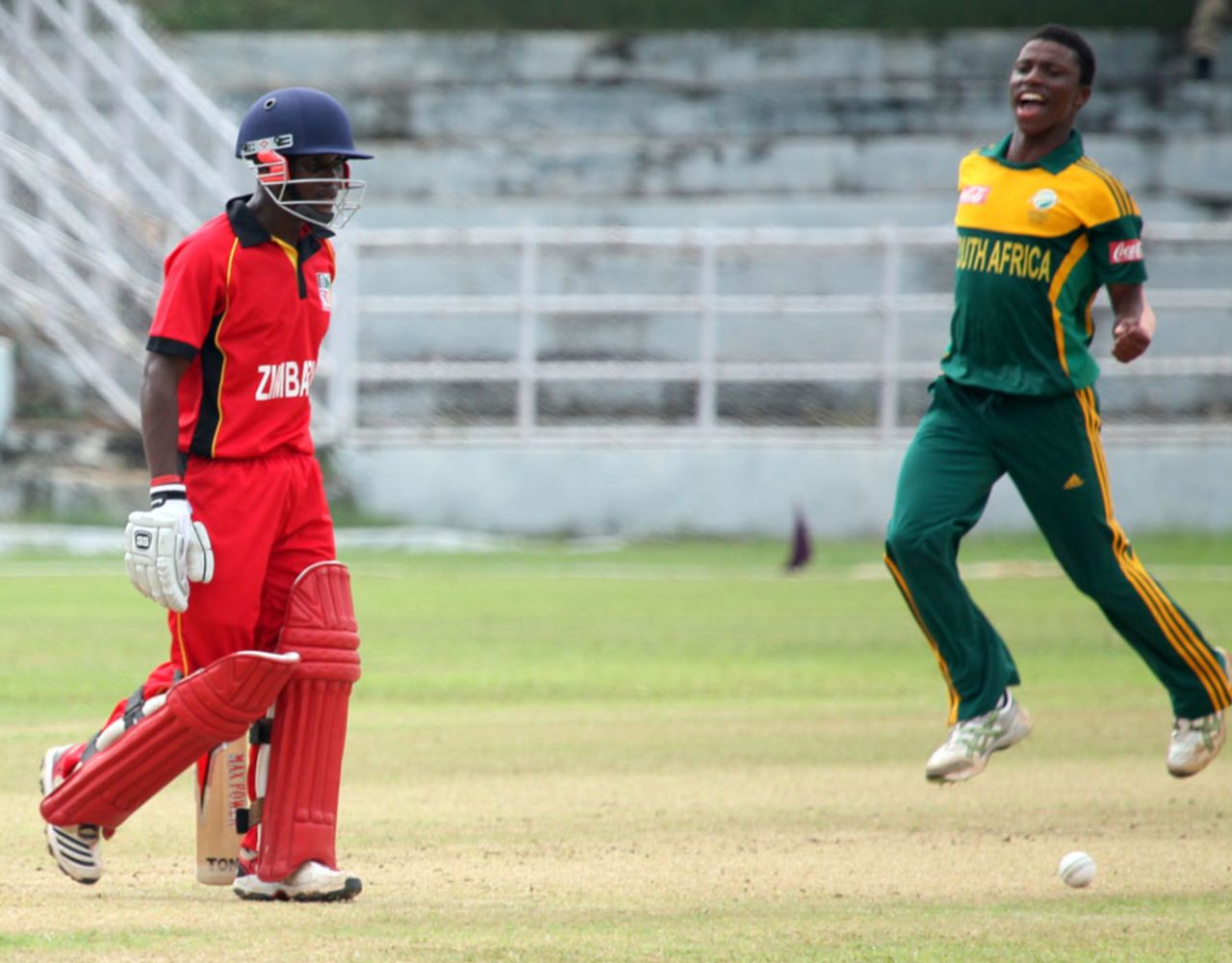 Nqazibini Sigwili finished with 3 for 10, South Africa Under-19s v Zimbabwe Under-19s, Quadrangular Under-19 Series, Visakhapatnam, Sep 27, 2013