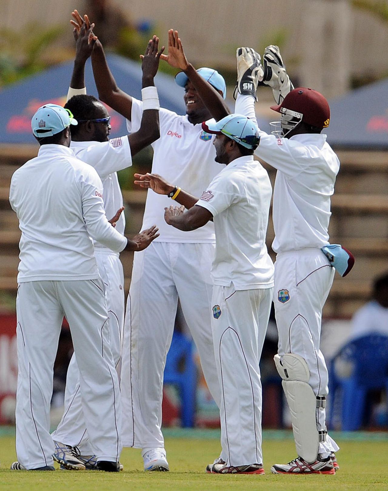 West Indies A celebrate a wicket on the final day, India A v West Indies A, 1st unofficial Test, 4th day, Mysore, September 28, 2013