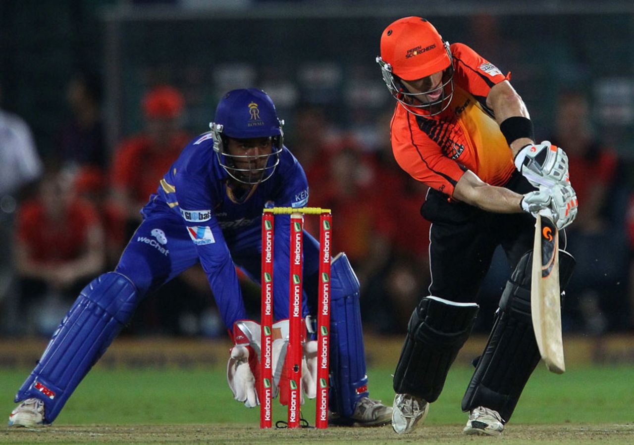 Adam Voges hits one through the leg side, Perth Scorchers v Rajasthan Royals, Group A, Champions League 2013, Jaipur, September 29, 2013