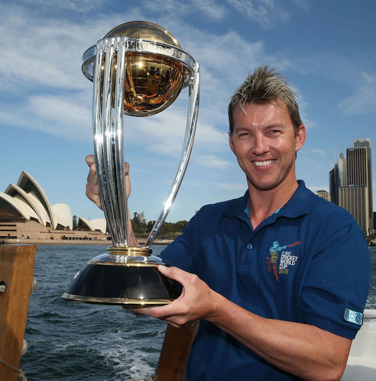 Brett Lee with the ODI World Cup trophy, Sydney, October 2, 2013