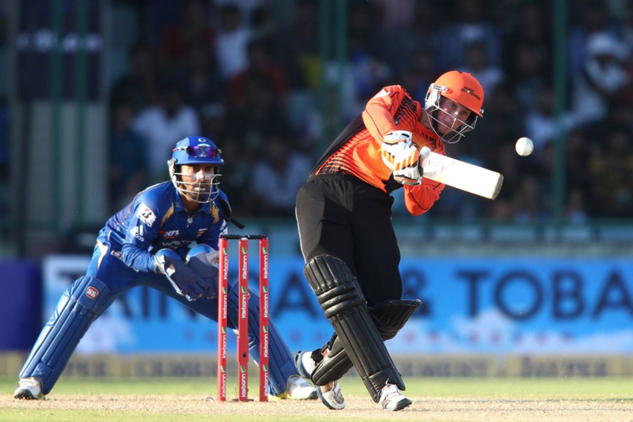 Sam Whiteman hits over the top, Mumbai Indians v Perth Scorchers, Champions League 2013, Group A, Delhi, October 2, 2013 