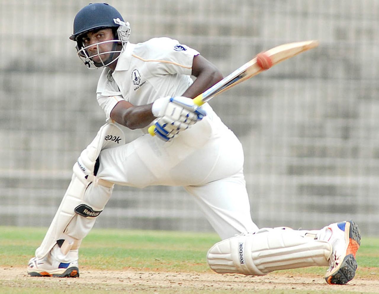 Baba Aparajith plays a sweep, South Zone v West Zone, Duleep Trophy quarter-final, Chennai, 1st day, October 3, 2013