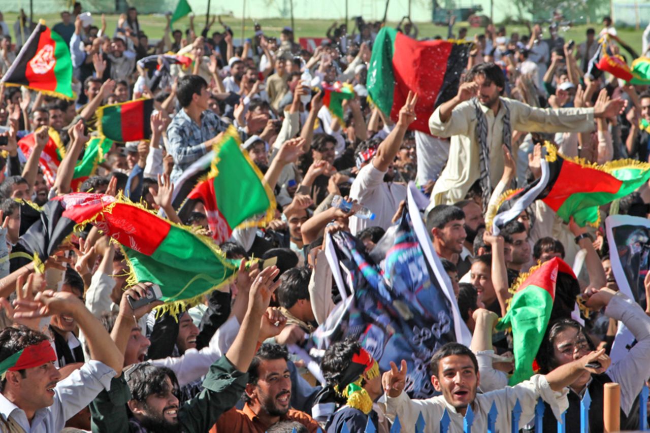 People in Kabul erupt in joy at Afghanistan's victory, Kabul, October 4, 2013