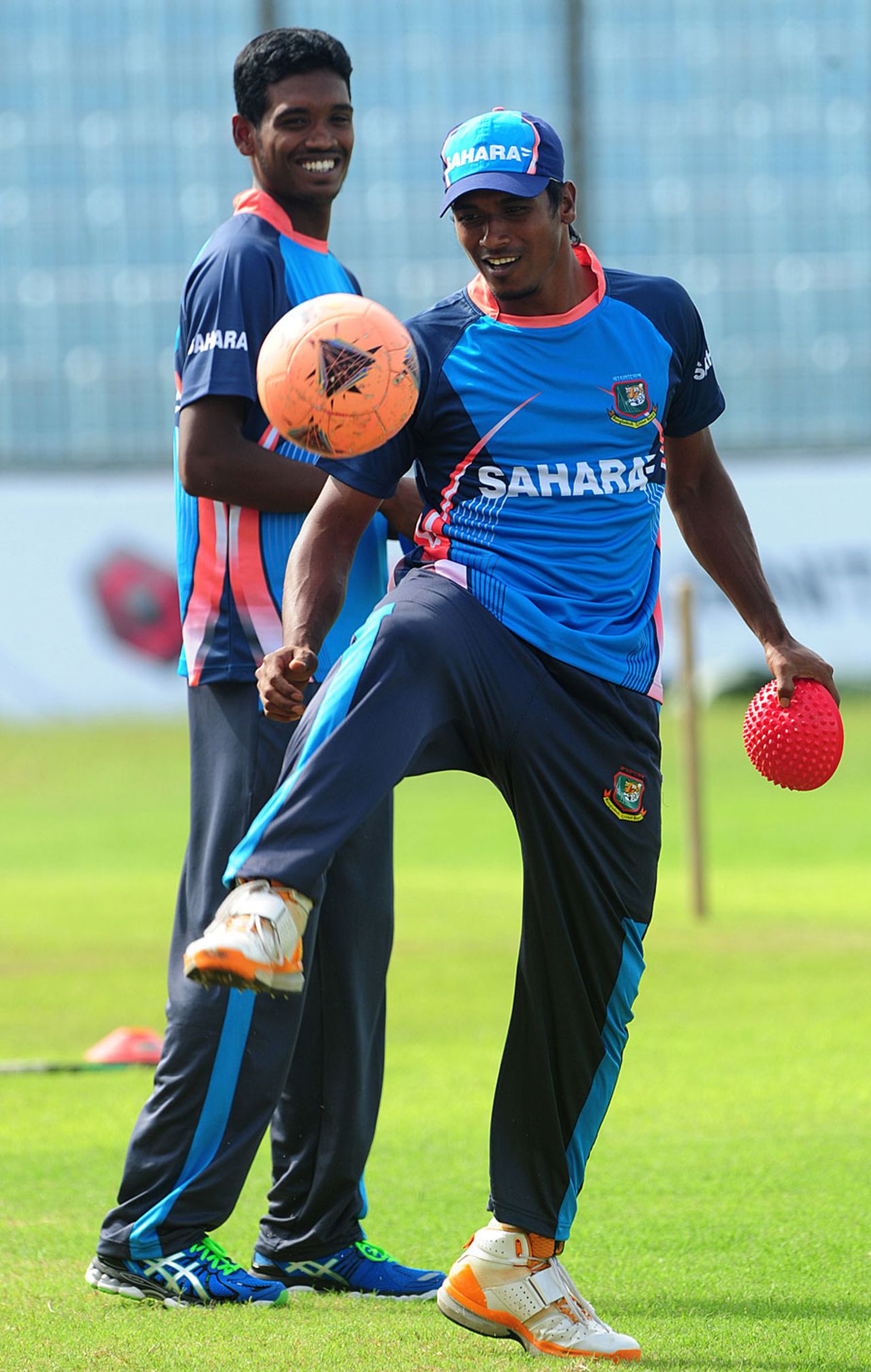 Rubel Hossain plays football during a training session, Chittagong, October 7, 2013