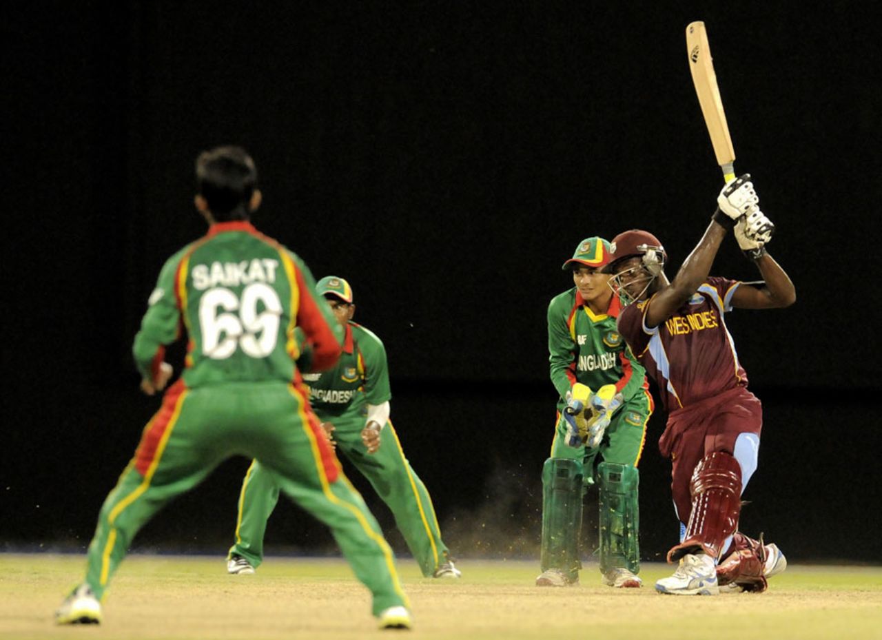 Leroy Lugg hit 69 on debut, West Indies U-19s v Bangladesh U-19s, 1st ODI, Providence, October 7, 2013