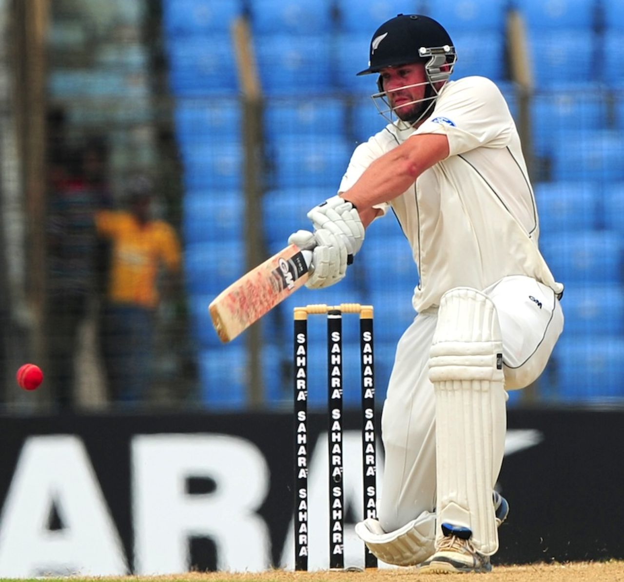 Peter Fulton drives en route to his half-century, Bangladesh v New Zealand, 1st Test, Chittagong, day 1, October 9, 2013
