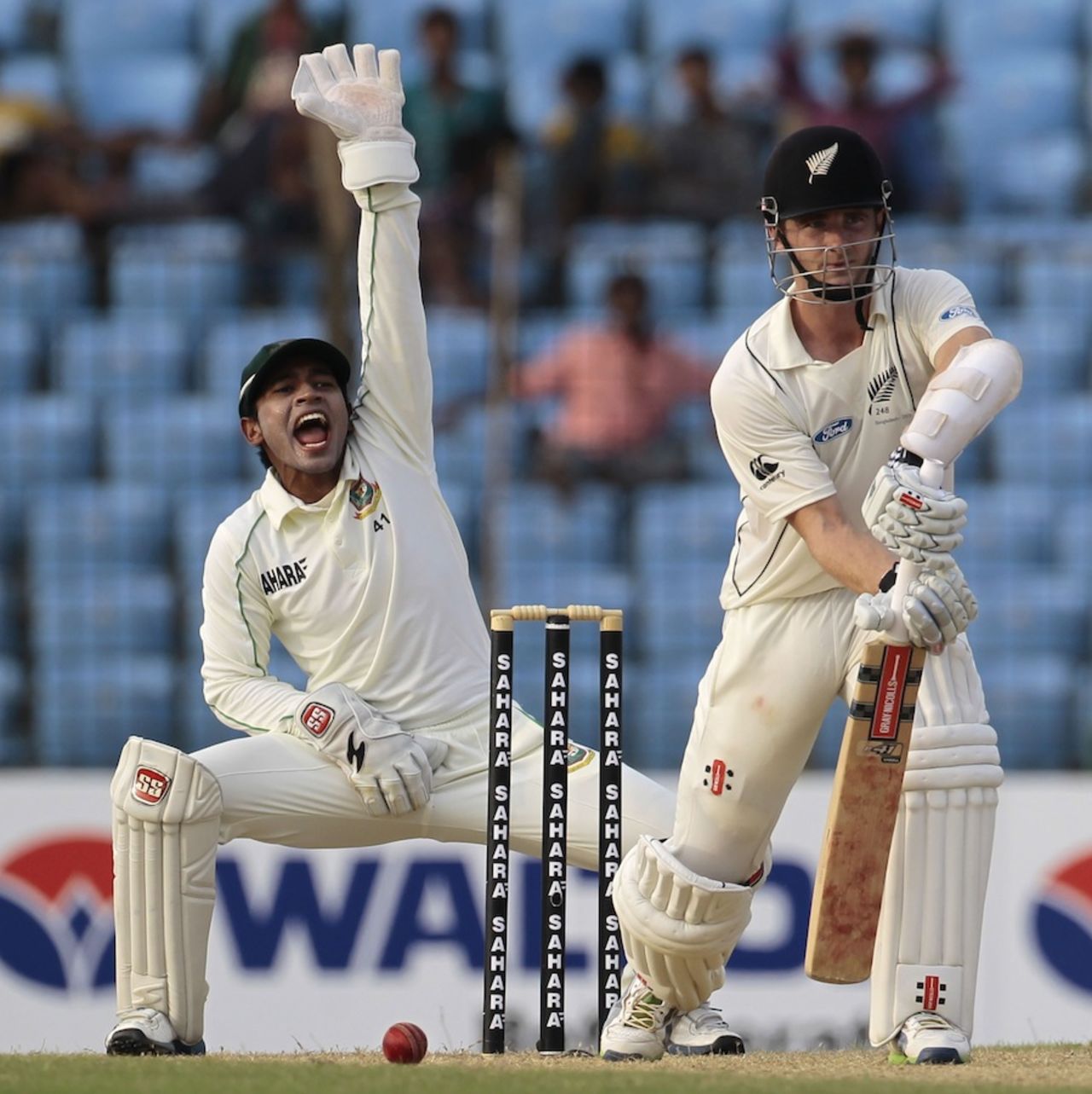 Kane Williamson was trapped lbw towards the end of the day, Bangladesh v New Zealand, 1st Test, Chittagong, day 1, October 9, 2013