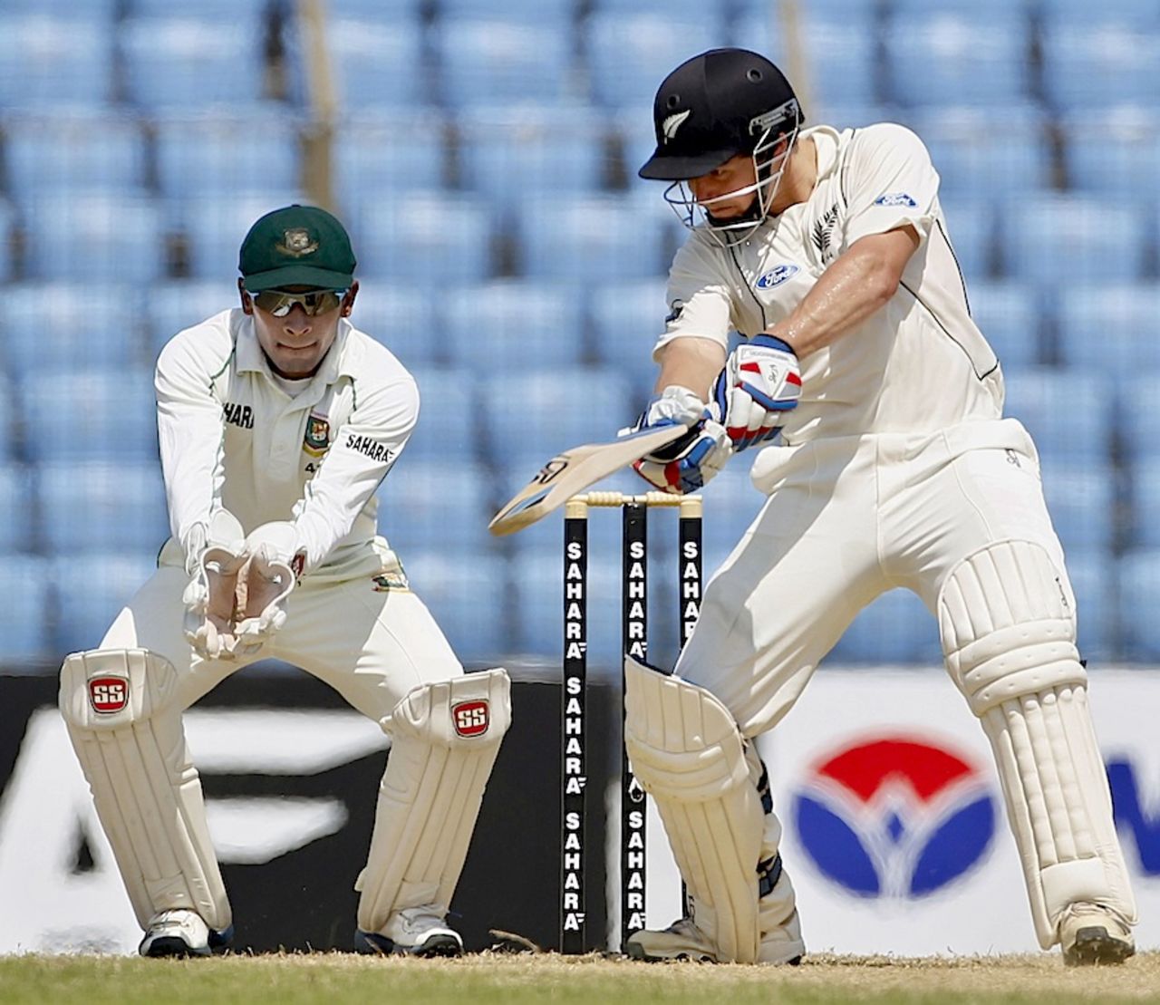 BJ Watling chops it on to the off side, Bangladesh v New Zealand, 1st Test, Chittagong, day 2, October 10, 2013