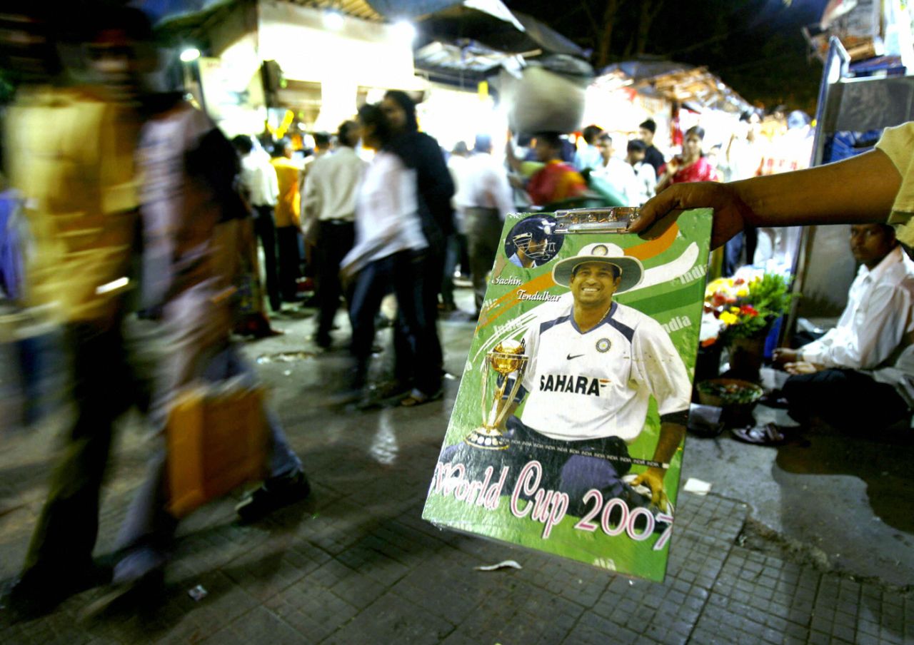 A vendor sells a poster of Sachin Tendulkar, Mumbai, March 24, 2007