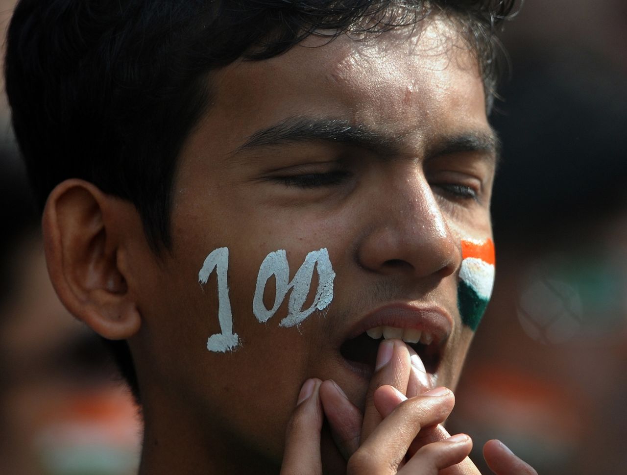 A young fan is disappointed after Sachin Tendulkar misses getting his 100th international century, India v West Indies, 3rd Test, Mumbai, 4th day, November 25, 2011