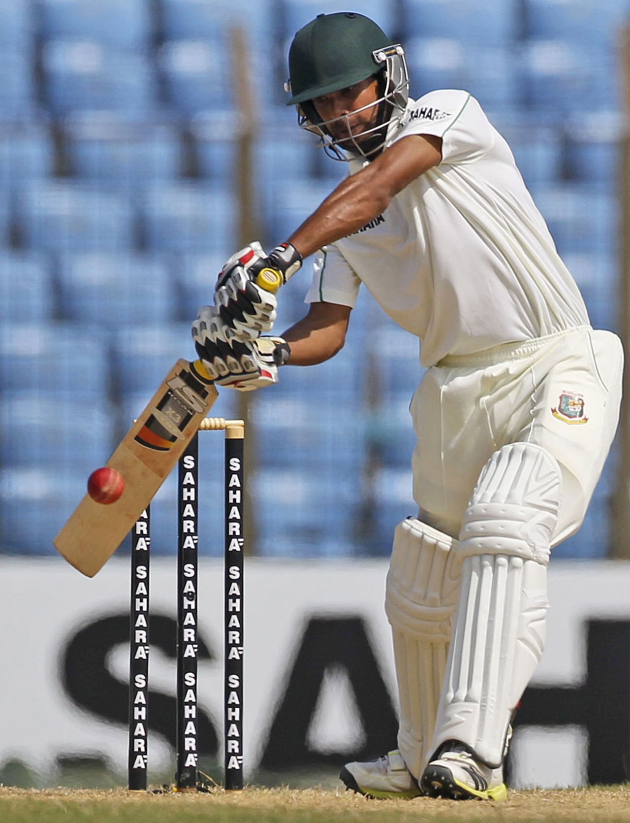 Marshall Ayub drives during his debut Test innings, Bangladesh v New Zealand, 1st Test, Chittagong, 3rd day, October 11, 2013