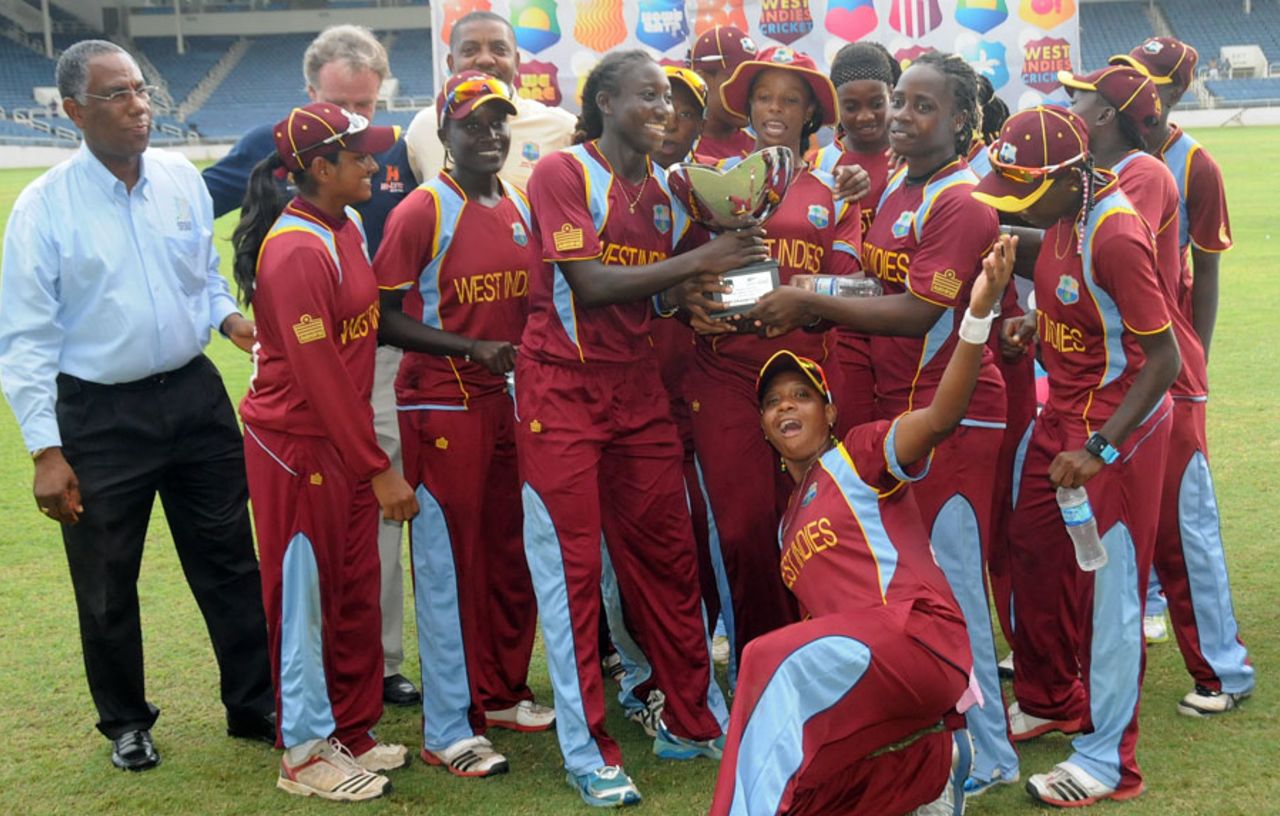 The West Indies team celebrate their series win, West Indies v New Zealand, 3rd Women's ODI, Kingston, October 10, 2013
