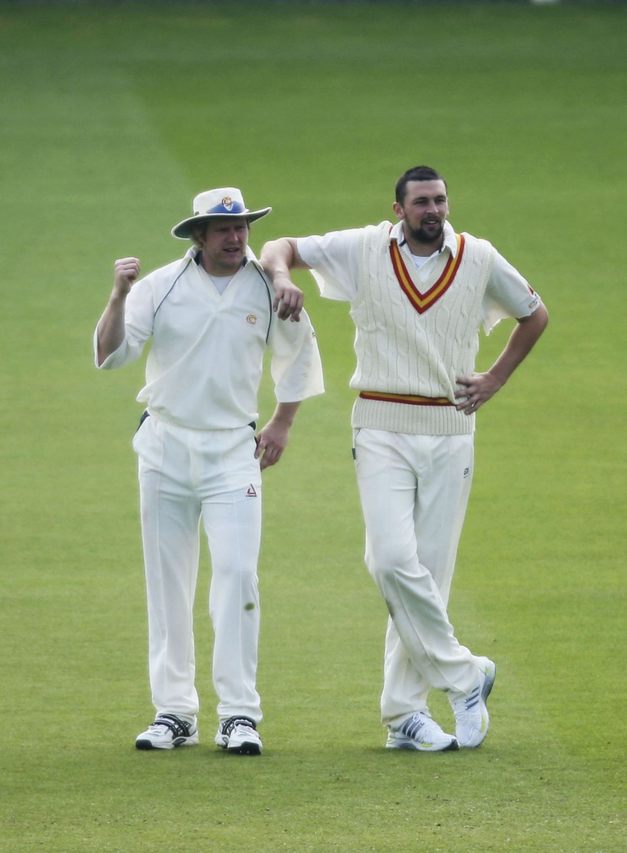 Steve Harmison and Matthew Hoggard enjoy a breather, MCC v Sussex, Lord's, April 16, 2007