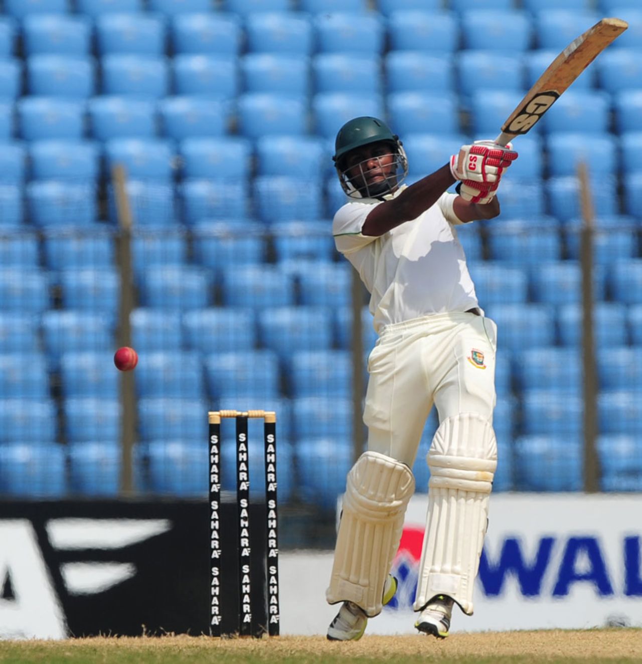 Sohag Gazi flays through the off side, Bangladesh v New Zealand, 1st Test, 4th day, Chittagong, October 12, 2013