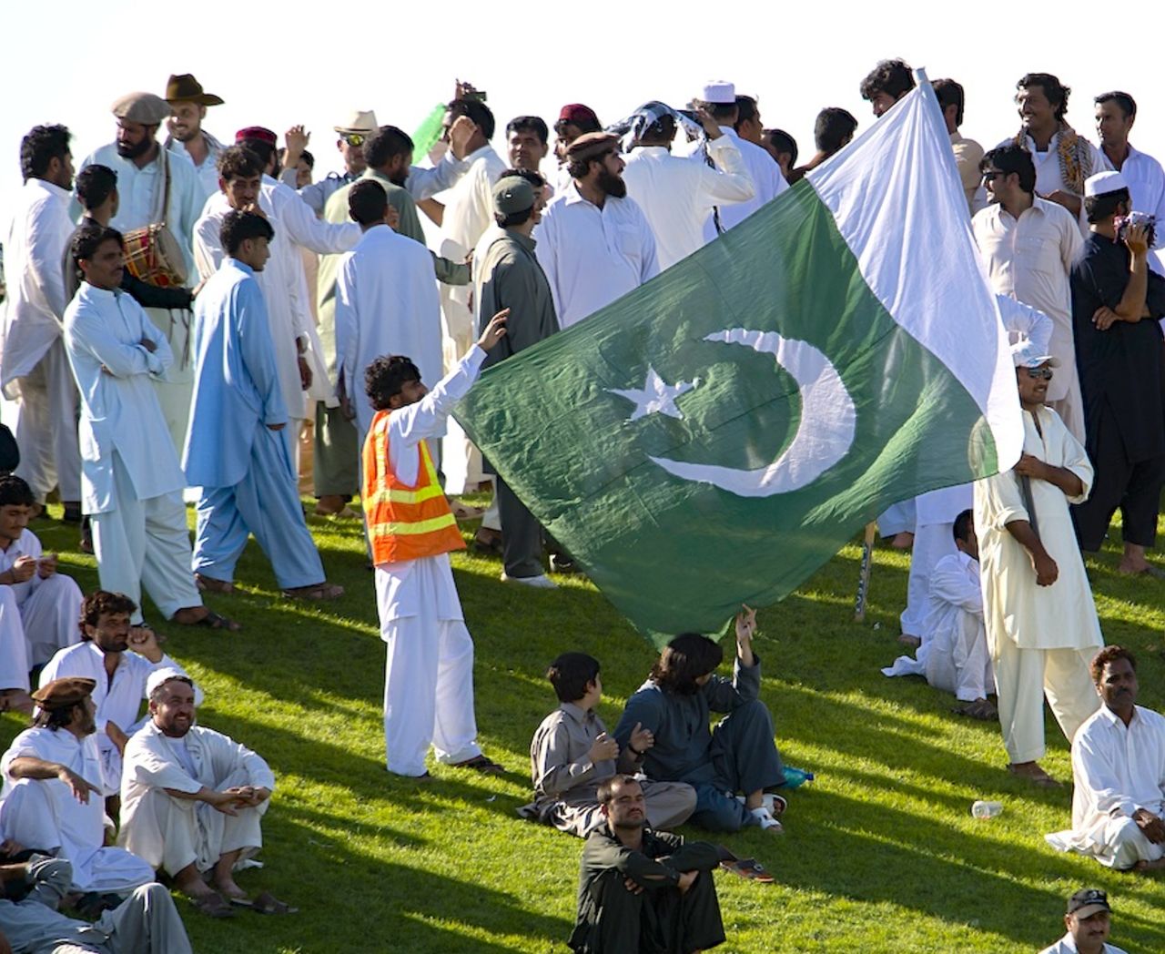 The crowd shows support for the 'home' team , Pakistan v South Africa, 1st Test, 3rd day, Abu Dhabi, October 16, 2013