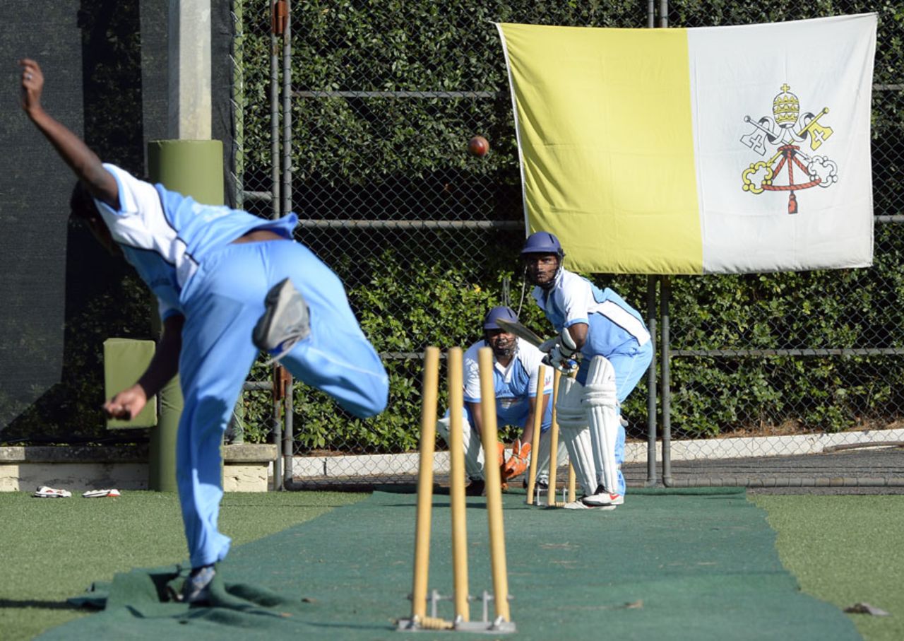 The players of the Vatican Cricket Club practice in the nets, October 22, 2013