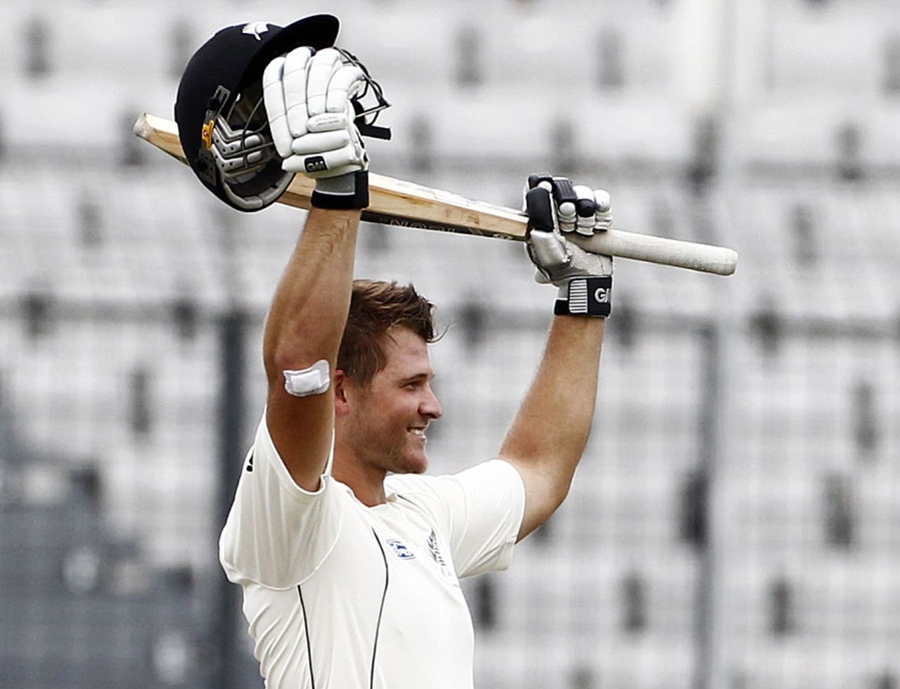 Corey Anderson celebrates his maiden Test hundred, Bangladesh v New Zealand, 2nd Test, 3rd day, Mirpur, October 23, 2013