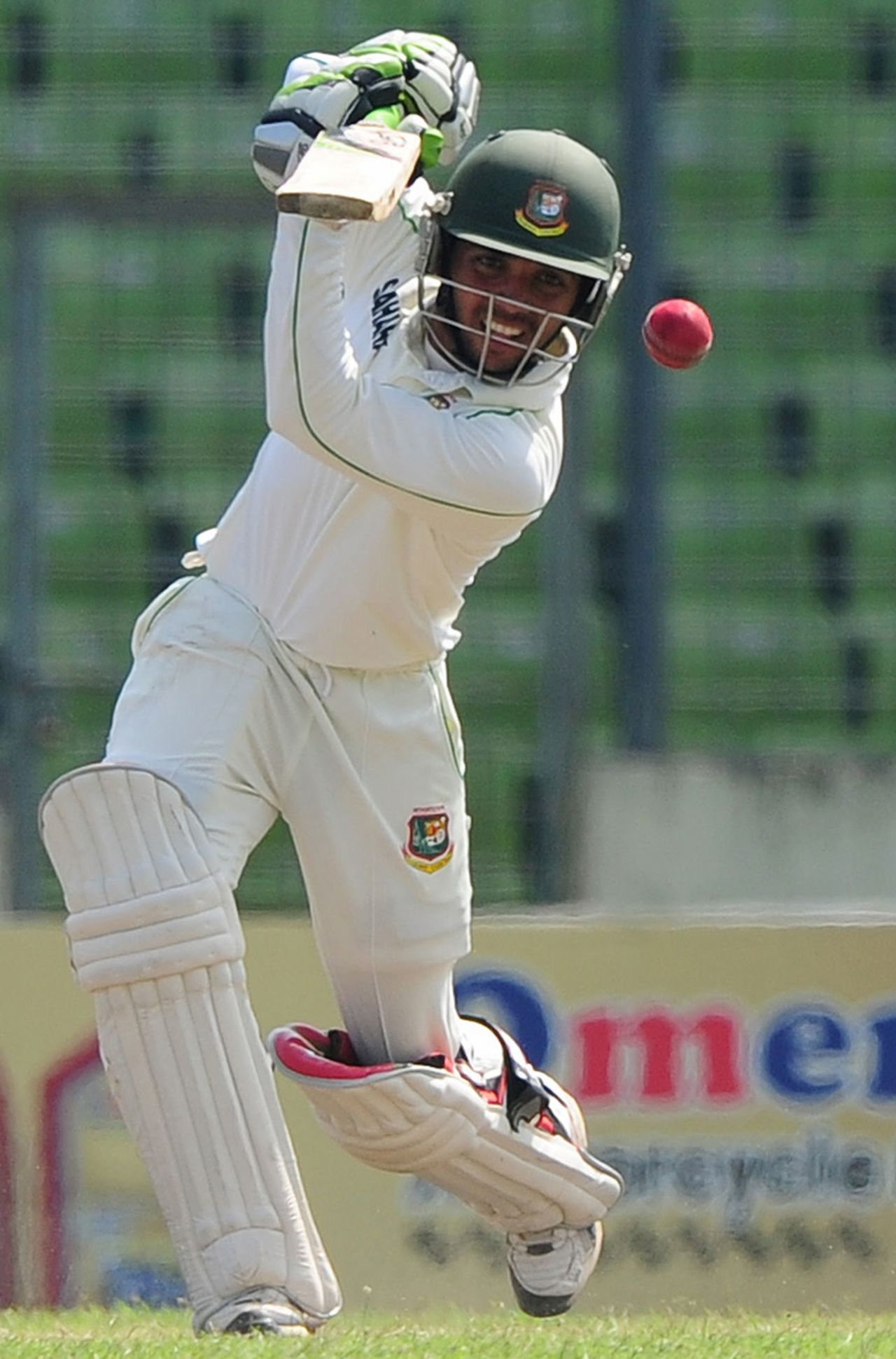Mominul Haque drives on the up, Bangladesh v New Zealand, 2nd Test, 4th day, Mirpur, October 24, 2013