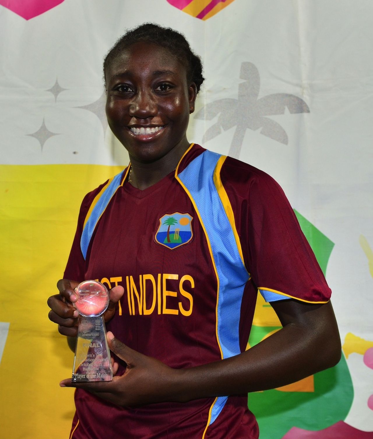 Stafanie Taylor was named the Player of the Match, West Indies v England, West Indies Tri-Nation Series, final, Bridgetown, October 26, 2013