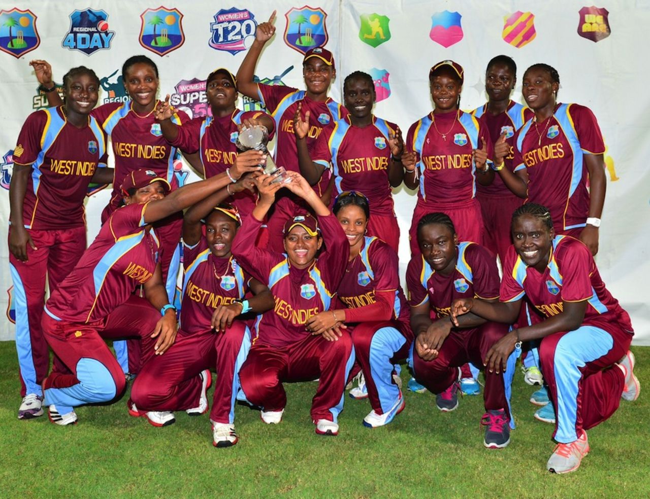 West Indies players pose with the trophy, West Indies v England, West Indies Tri-Nation Series, final, Bridgetown, October 26, 2013