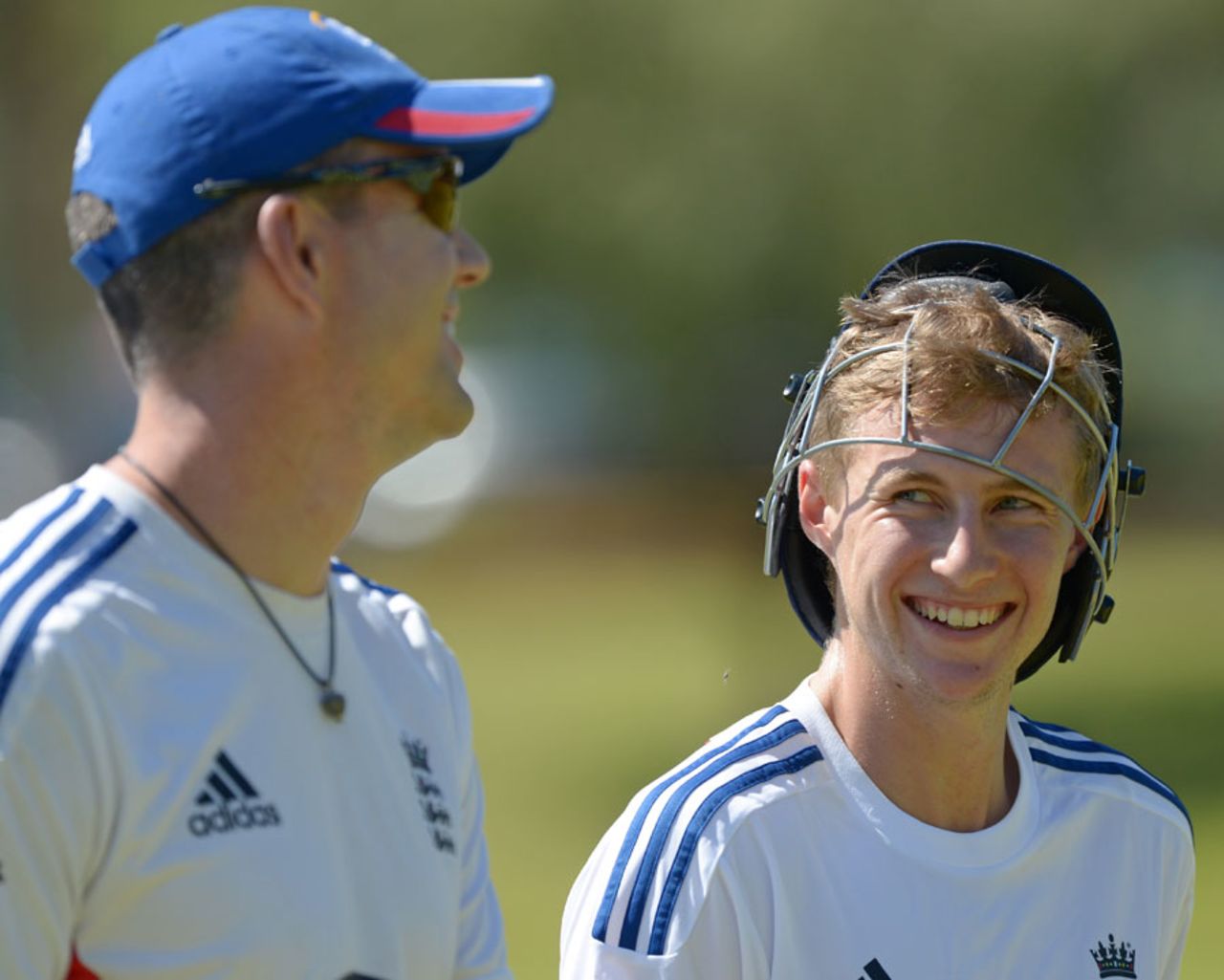 Kevin Pietersen and Joe Root share a light moment