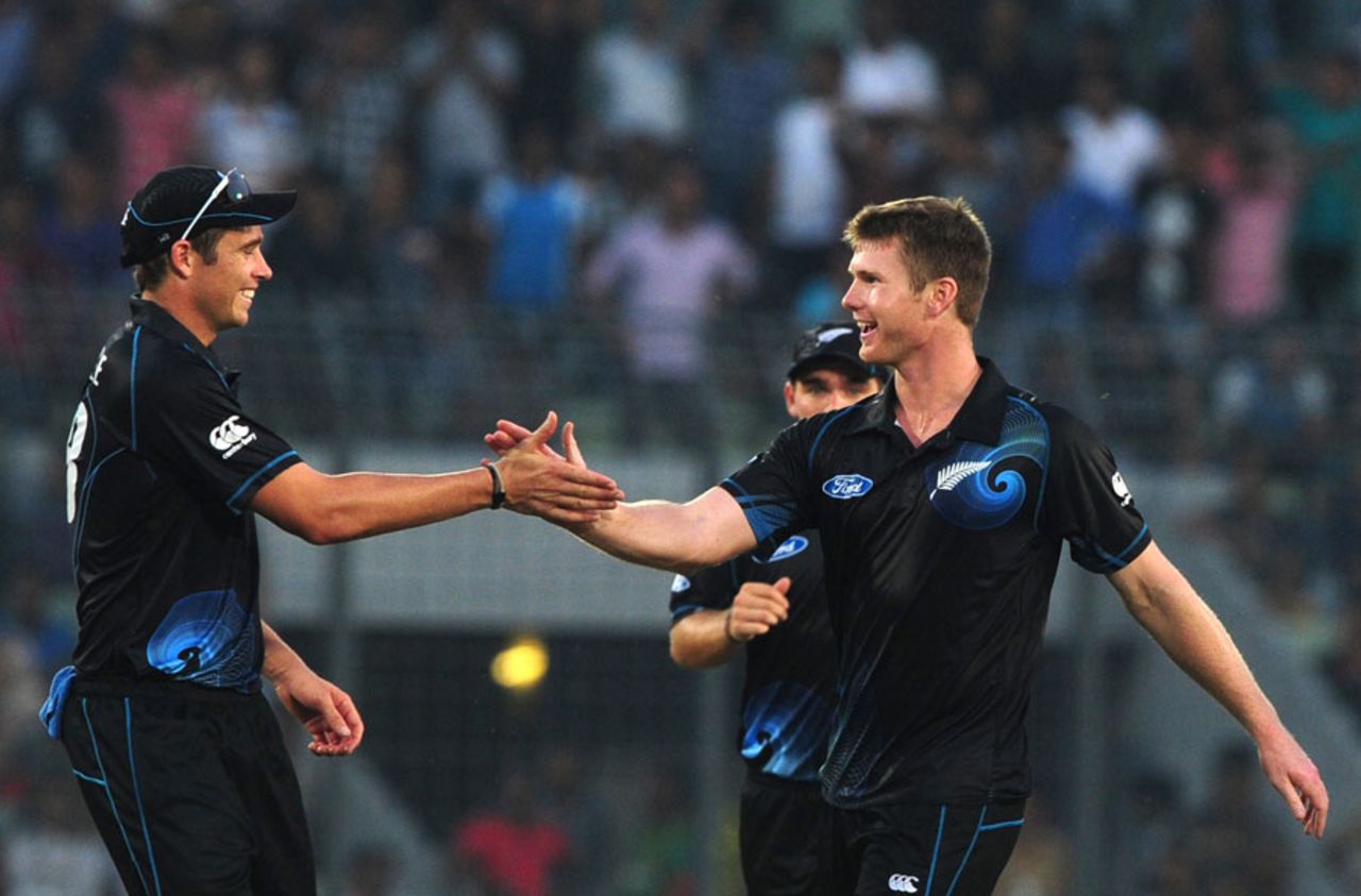 Tim Southee and James Neesham notched seven wickets between them, Bangladesh v New Zealand, 1st ODI, Mirpur, October 29, 2013