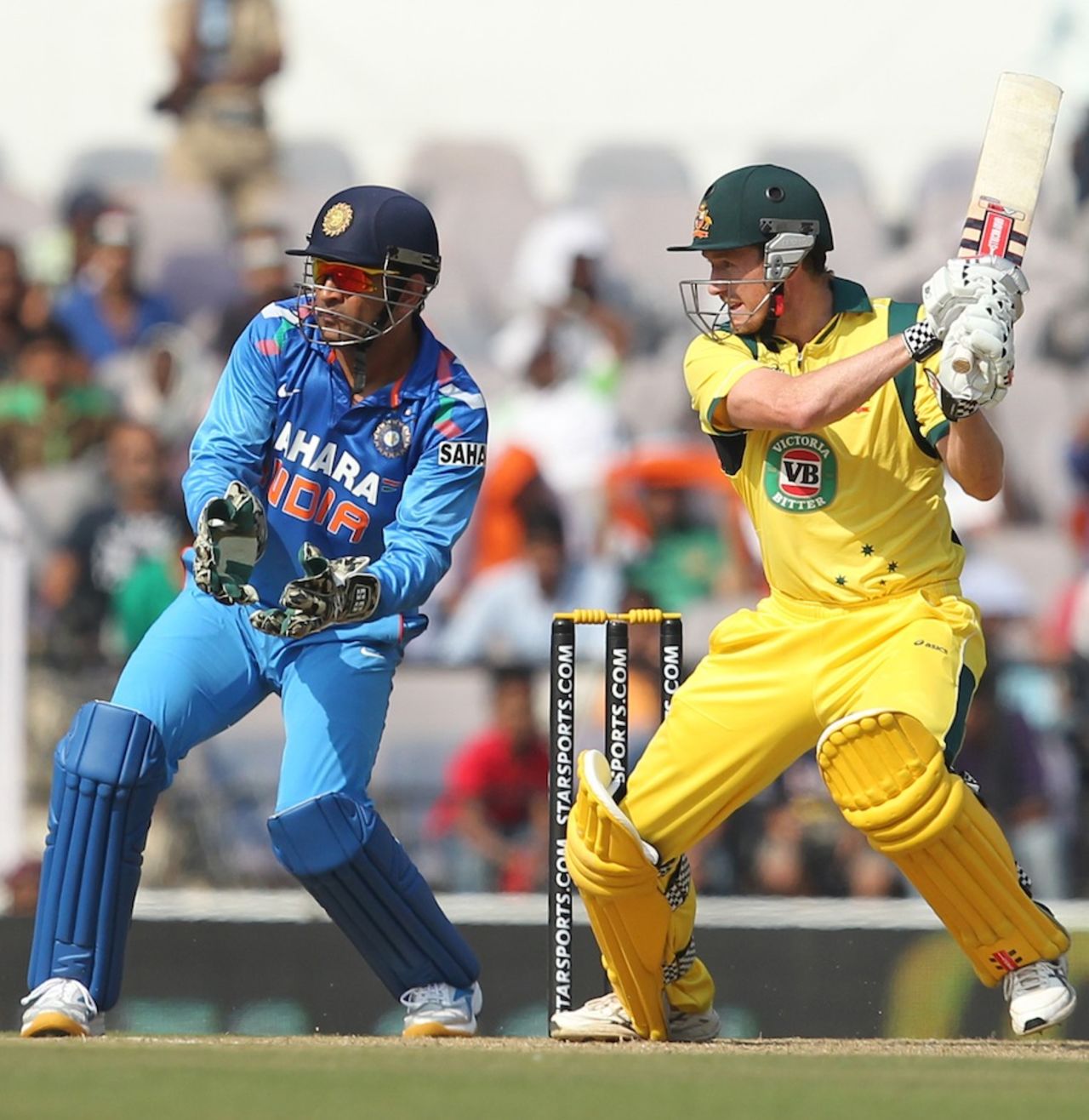 George Bailey cuts off the back foot, India v Australia, 6th ODI, Nagpur, October 30, 2013
