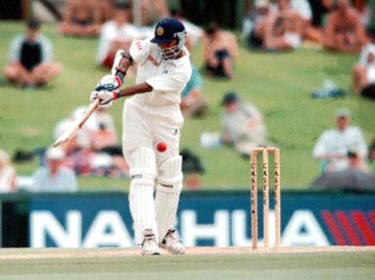 Sri Lankan batsman Sangakara is seen on his way to scoring 98 against the South Africans during the third and final day of the third and final five day international played at Centurion Park 22 January 2001. The South Africans won the match and also the series.
