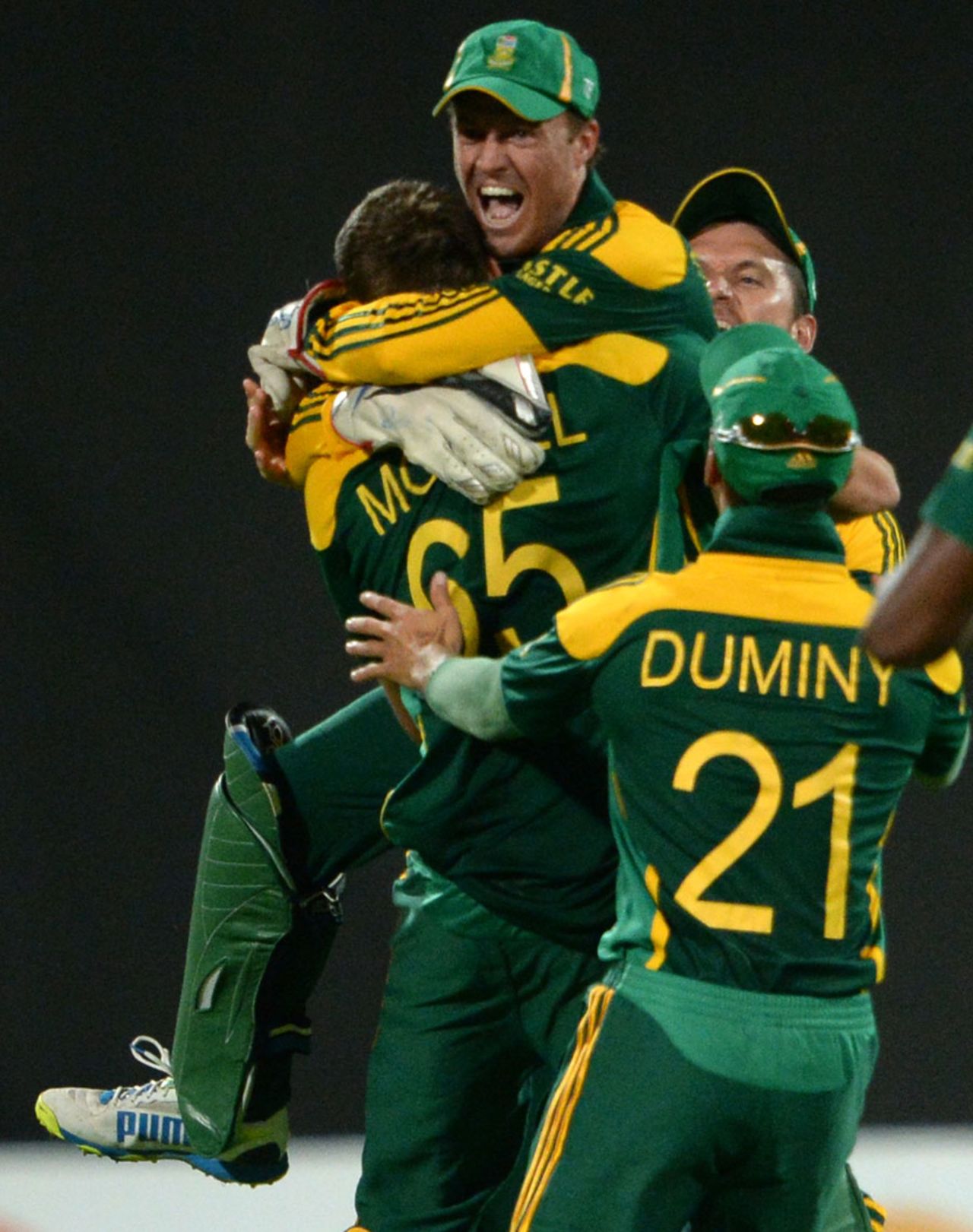 AB de Villiers is ecstatic after South Africa's close win, Pakistan v South Africa, 1st ODI, Sharjah, October 30, 2013