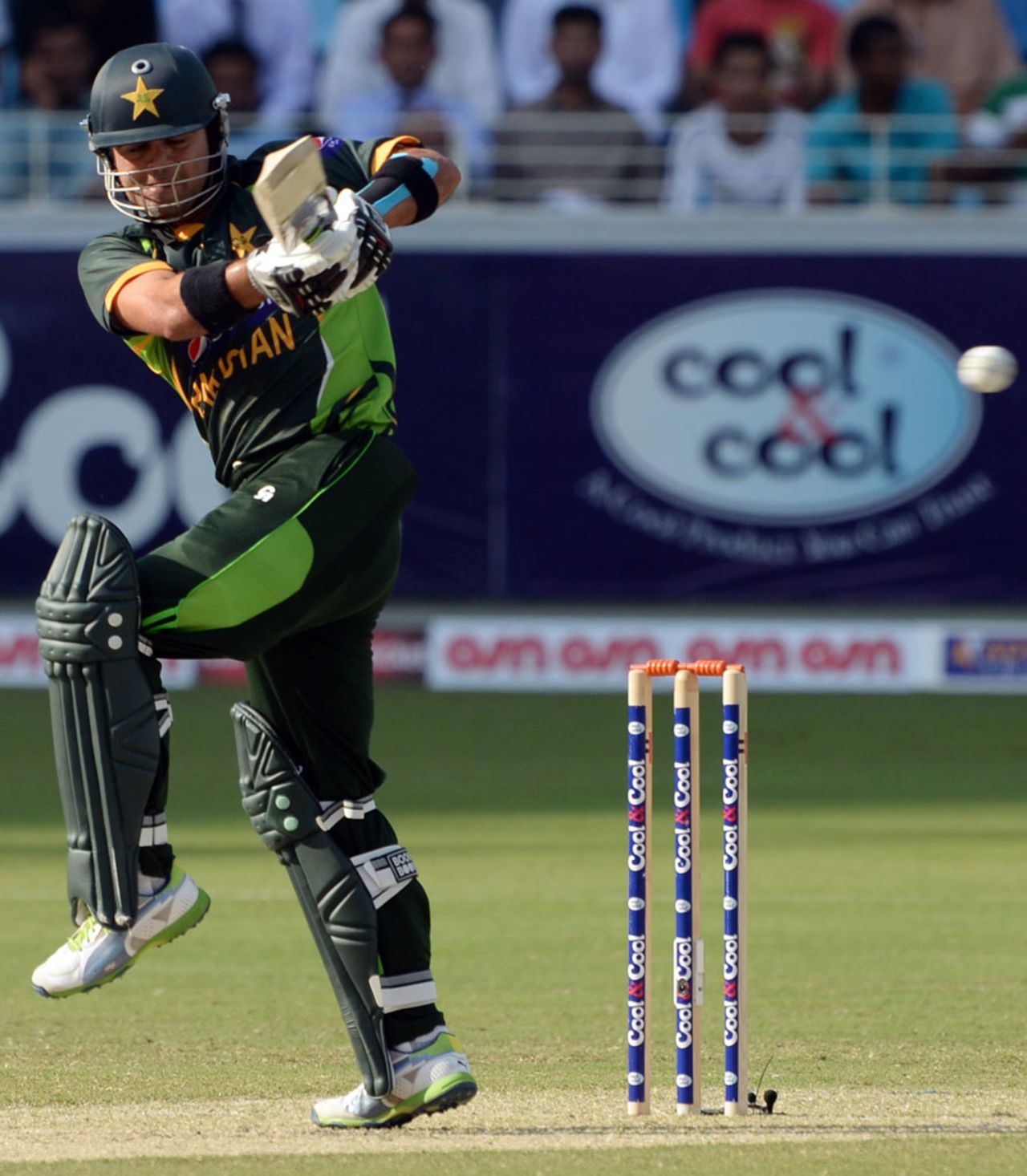 Ahmed Shehzad attempts a pull shot during his innings, Pakistan v South Africa, 2nd ODI, Dubai, November 1, 2013