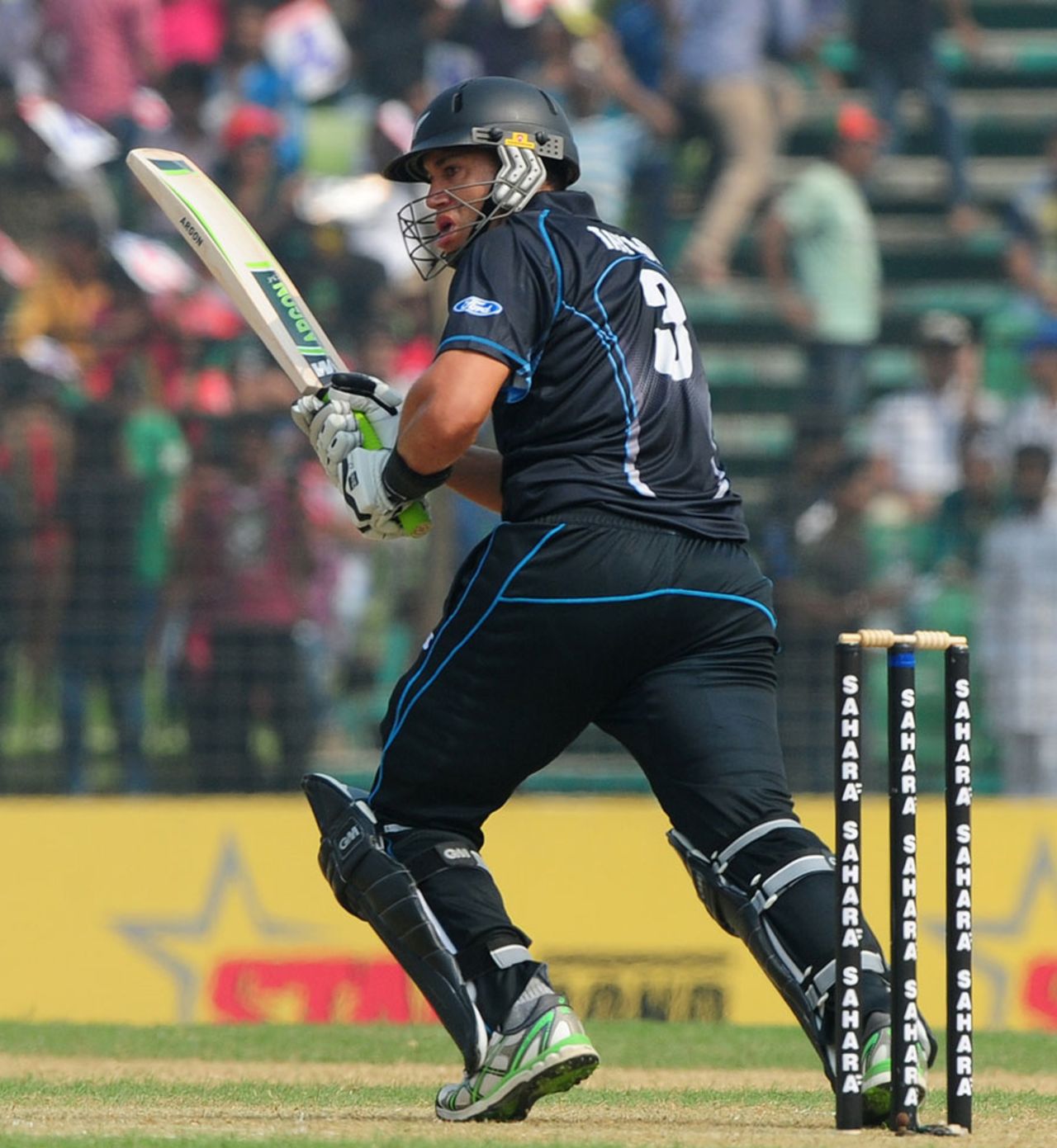 Ross Taylor works the ball to the leg side during his fifty, Bangladesh v New Zealand, 3rd ODI, Fatullah, November 3, 2013