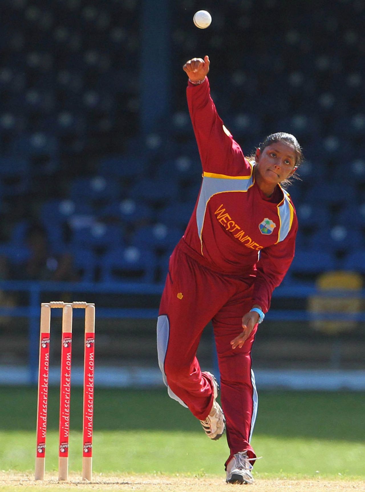 Anisa Mohammed in her delivery stride, West Indies Women v England Women, 3rd ODI, Port of Spain, Trinidad, November 3, 2013