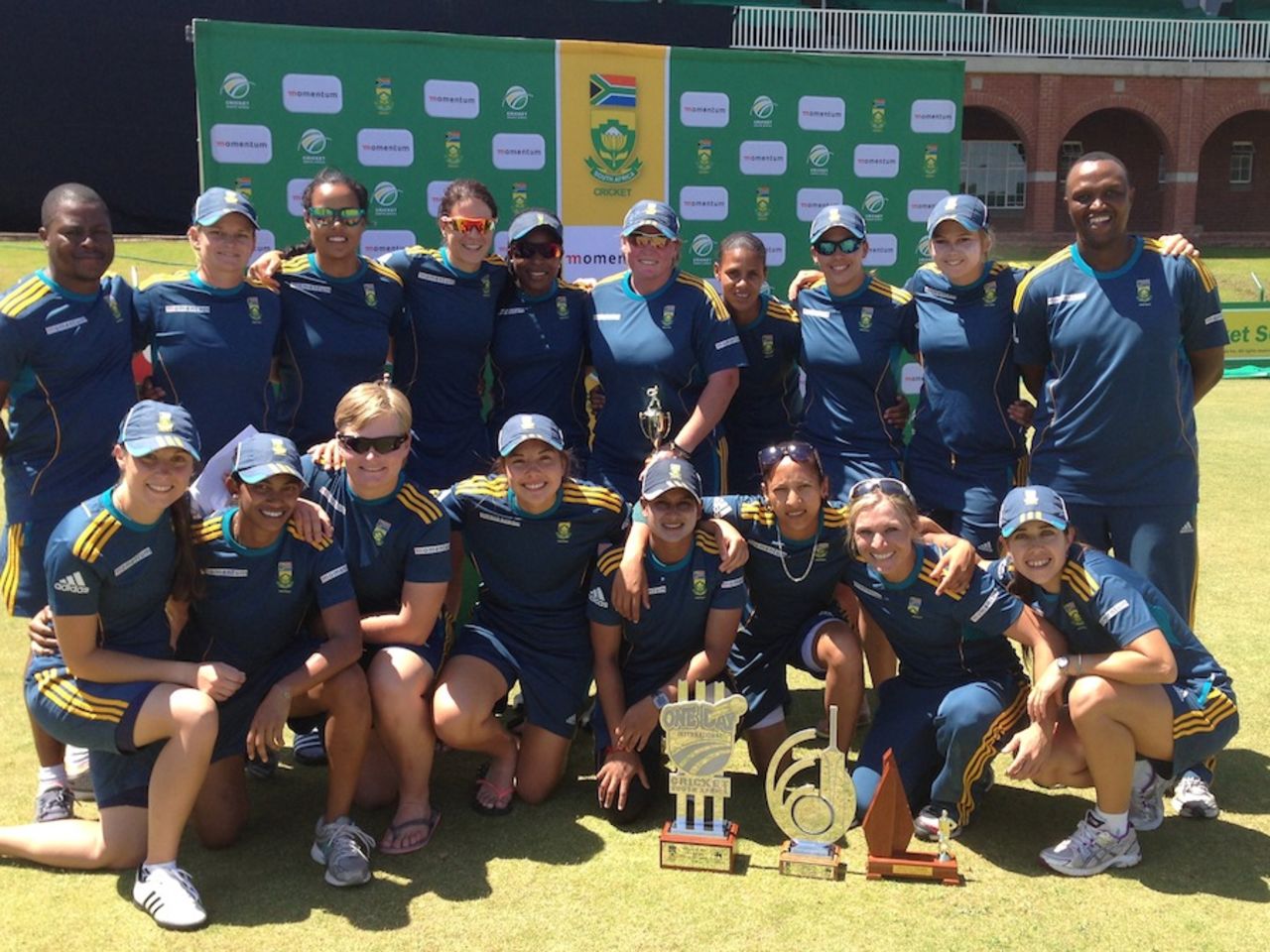 South Africa players pose with their trophies, South Africa v Sri Lanka , 3rd women's T20, Potchefstroom, November 4, 2013