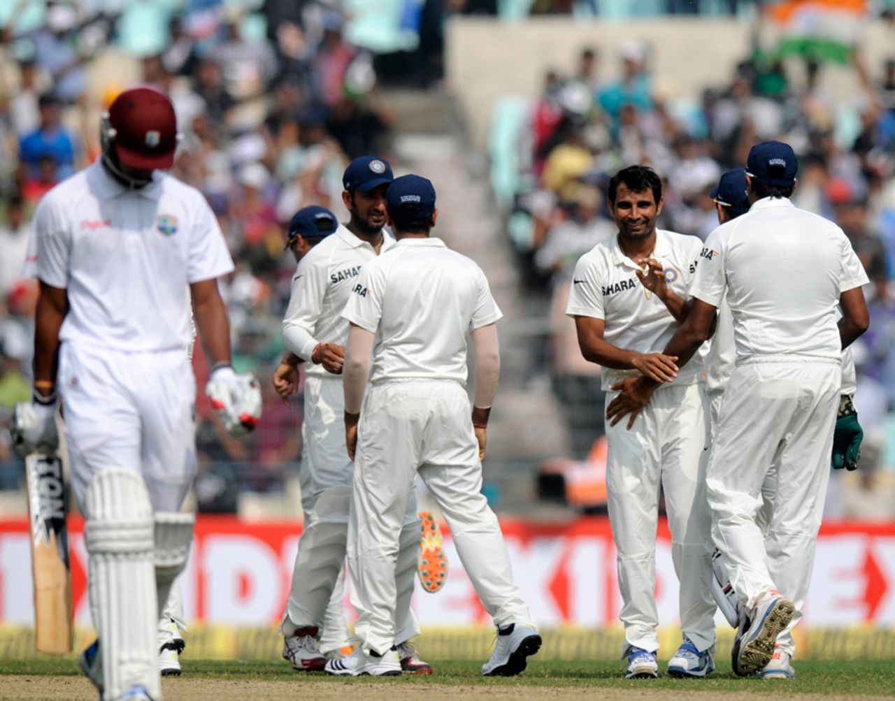 Mohammed Shami dismissed Kieran Powell for his maiden Test wicket, India v West Indies, 1st Test, Kolkata, 1st day, November 6, 2013