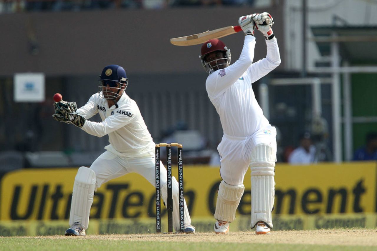 MS Dhoni drops a catch from Shane Shillingford, India v West Indies, 1st Test, Kolkata, 1st day, November 6, 2013
