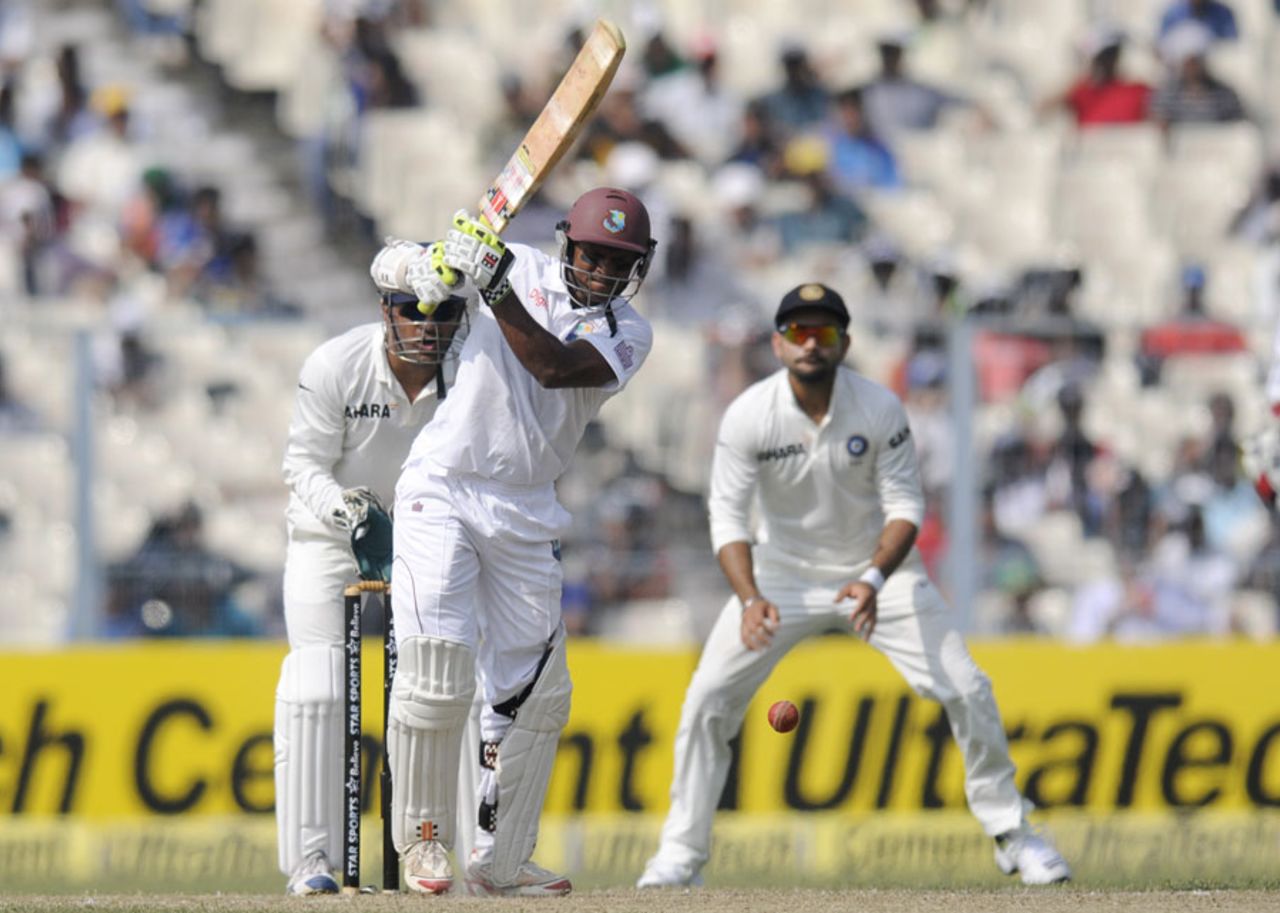 Shivnarine Chanderpaul resisted with a patient 36, India v West Indies, 1st Test, Kolkata, 1st day, November 6, 2013