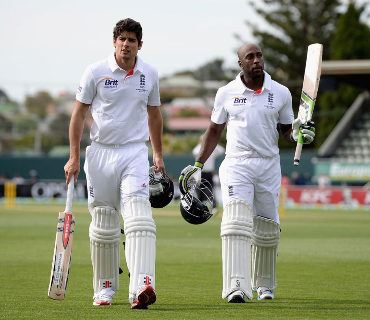 Alastair Cook and Michael Carberry left the field unbeaten at the end of the day, Australia A v England, Hobart, 1st day, November 6, 2013