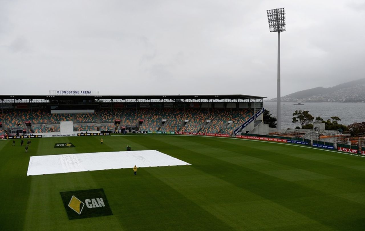 Rain washed out the second day of England's tour match, Australia A v England, Hobart, 2nd day, November 7, 2013
