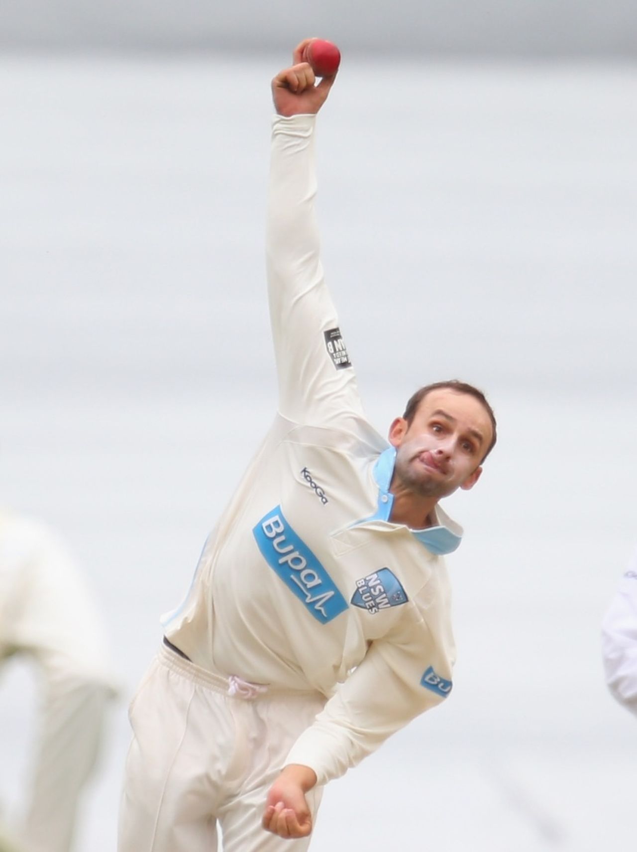 Nathan Lyon sends down a delivery, Victoria v New South Wales, Sheffield Shield, Melbourne, 3rd day, November 8, 2013