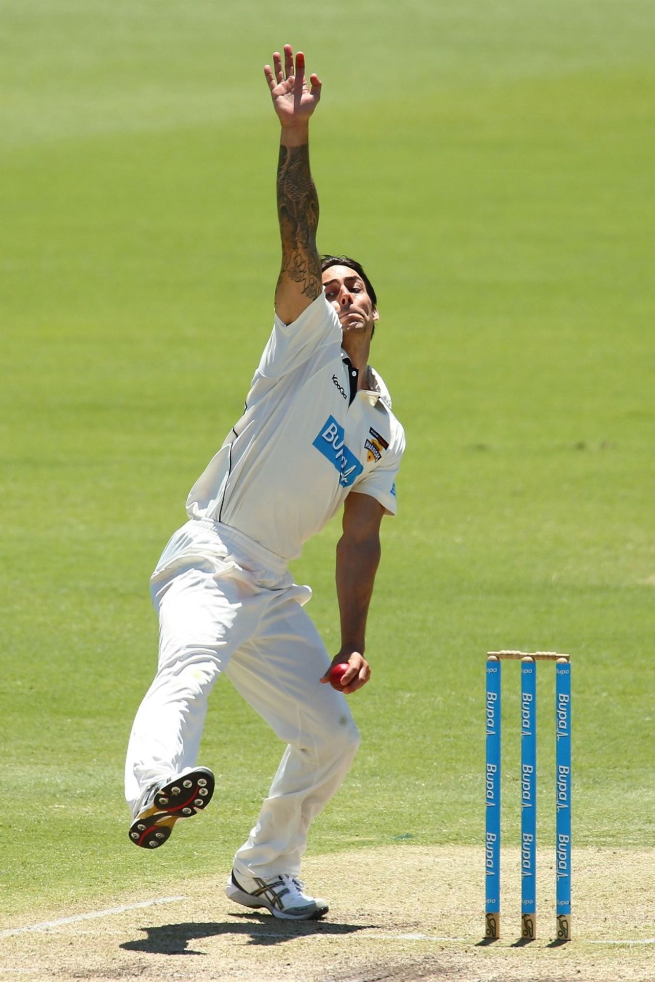 Mitchell Johnson finished with five wickets for the match, Western Australia v South Australia, Sheffield Shield, Perth, 3rd day, November 8, 2013