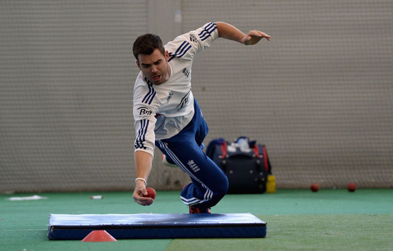 James Anderson stretches for a catch during indoor practice, SCG, Sydney, November 11, 2013