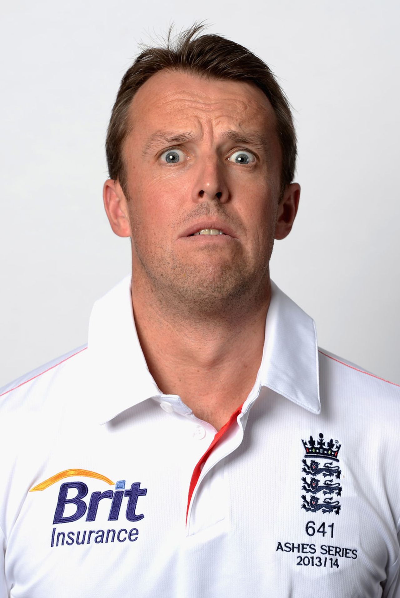 Graeme Swann wears a startled look during the official portrait session, Sydney, November 11, 2013
