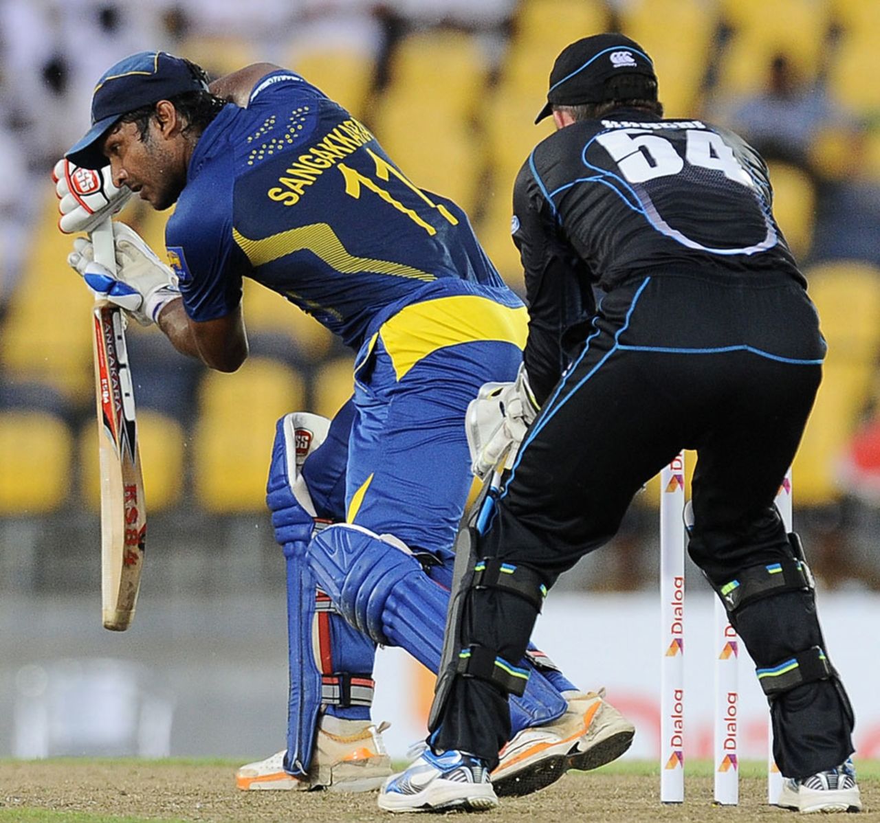 Kumar Sangakkara places one on the off side, Sri Lanka v New Zealand, 2nd ODI, Hambantota, November 12, 2013