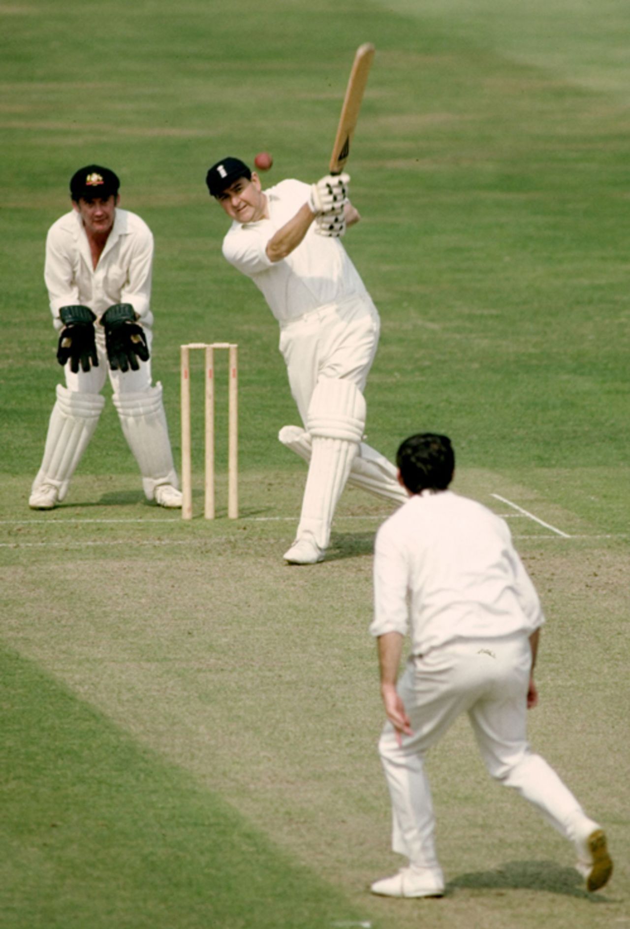 Colin Cowdrey batting for Old England against Old Australia at The Oval, August 20, 1980