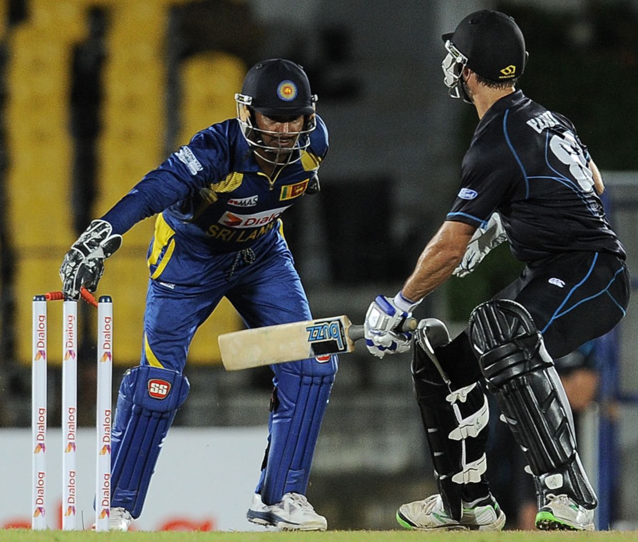 Kumar Sangakkara stumps Grant Elliot, Sri Lanka v New Zealand, 2nd ODI, Hambantota, November 12, 2013