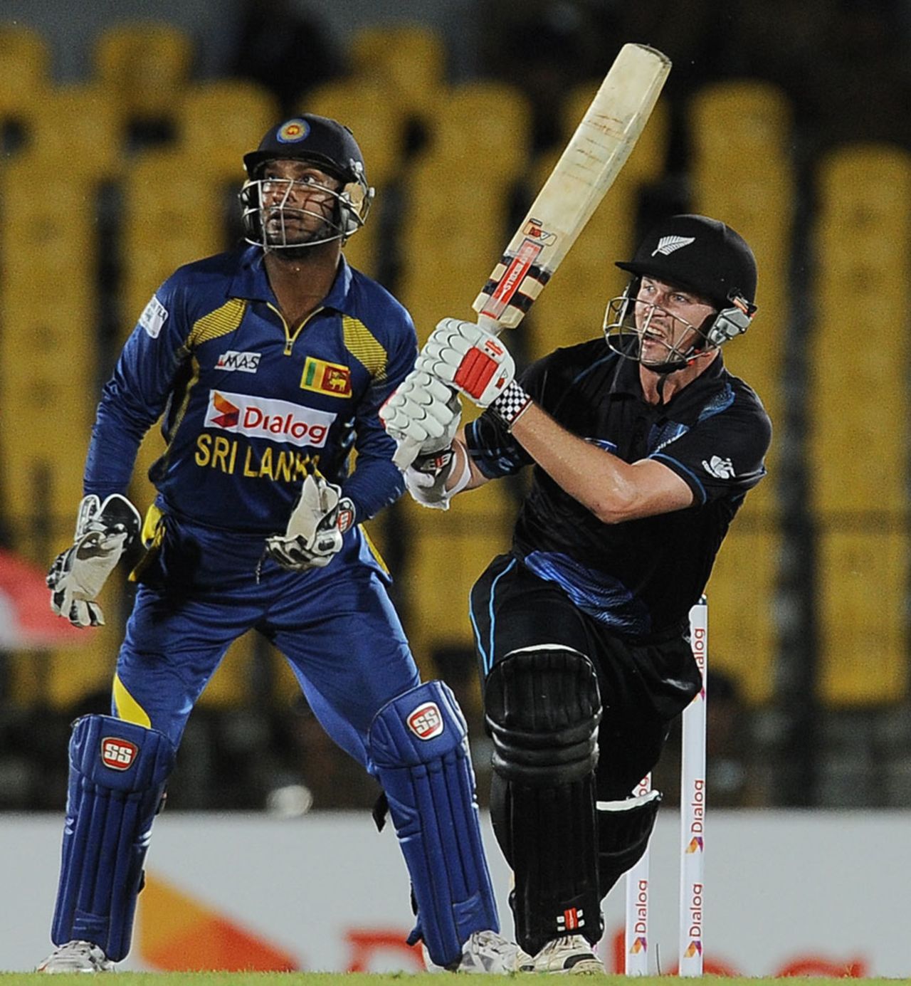 Colin Munro hits one to the leg side, Sri Lanka v New Zealand, 2nd ODI, Hambantota, November 12, 2013