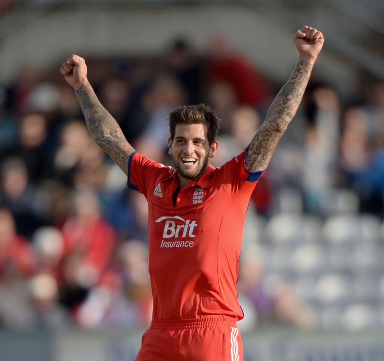 Jade Dernbach celebrates another wicket, England v Australia, 2nd T20, Chester-le-Street, August 31, 2013