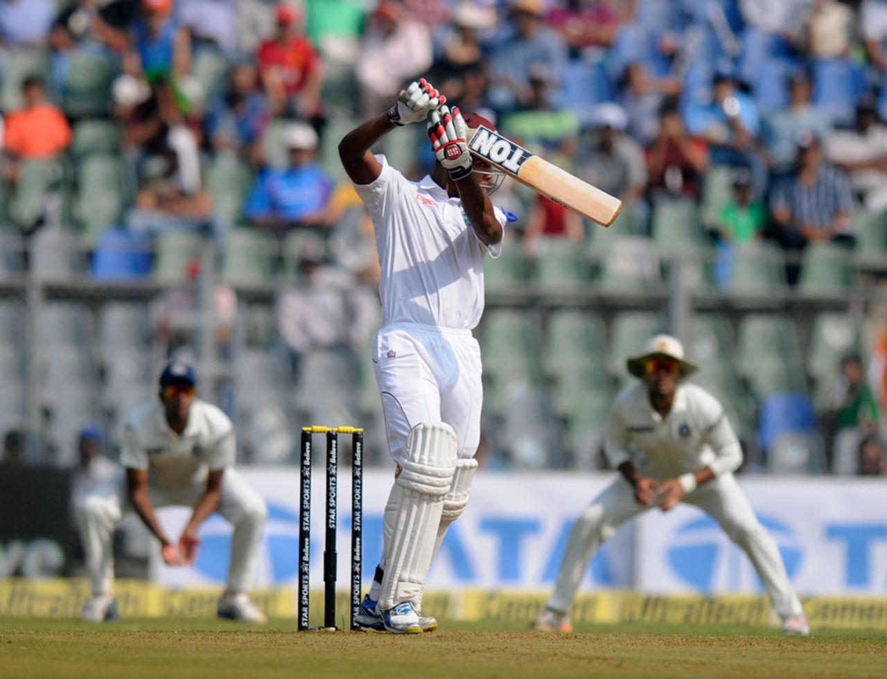 Kieran Powell punches the ball through the off side, India v West Indies, 2nd Test, Mumbai, 1st day, November 14, 2013